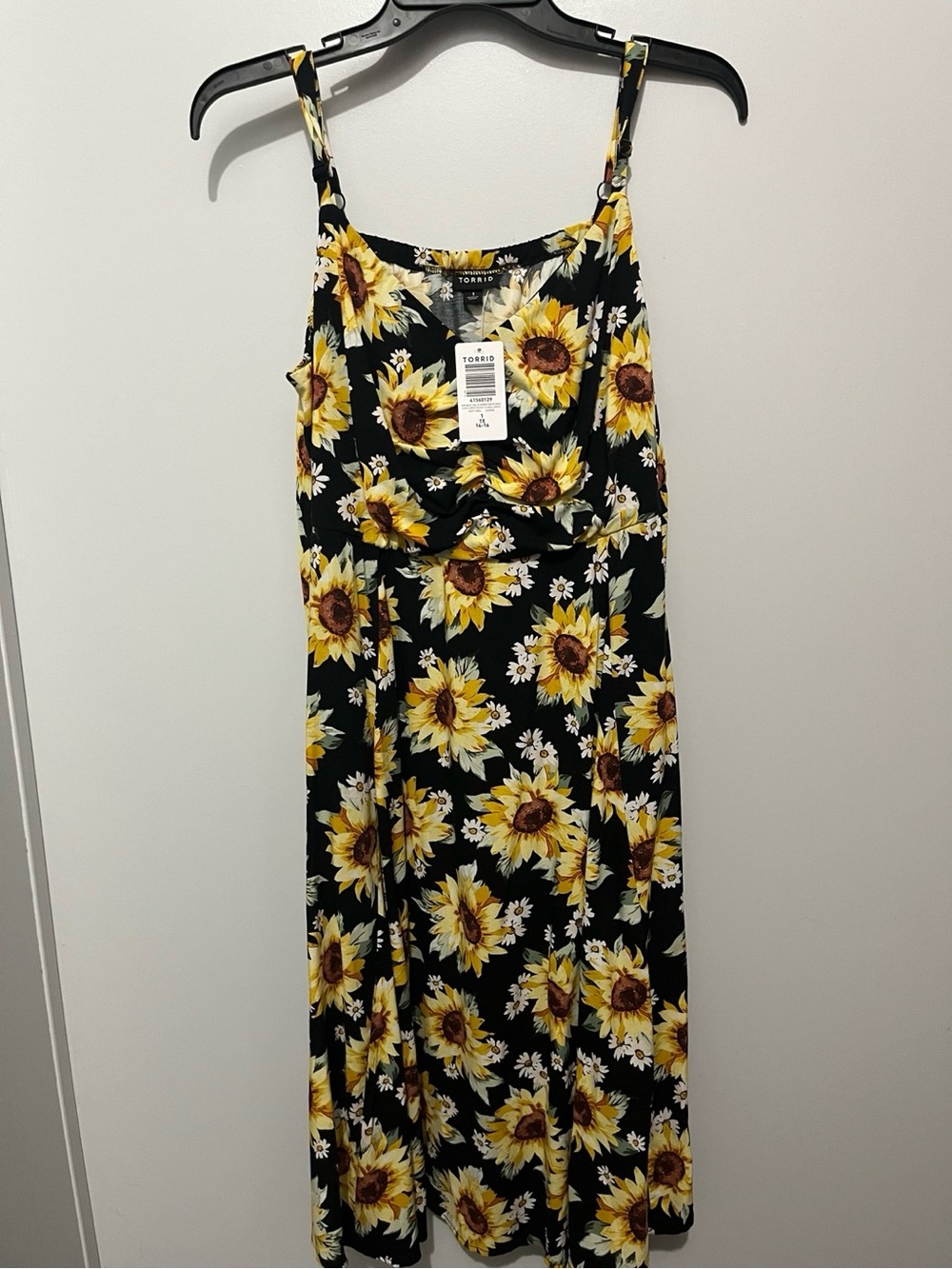 TORRID Black Sunflower Print Spaghetti Strap Dress